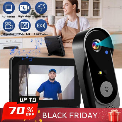 🏠 LIMITED-TIME 70% OFF! 📺 Doorbell Camera with Screen – Live View, Two-way Talk, Night Vision 🔔