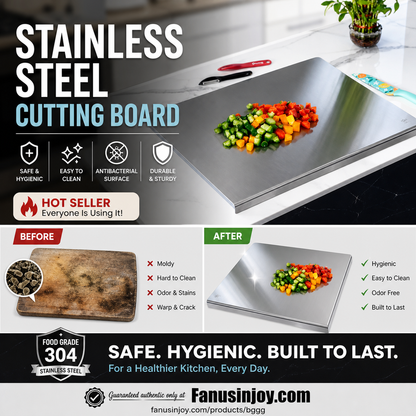 ⏳🔥LIMITED-TIME 50% OFF! ⏰Must‑Have Cooking Tool！🥩🥦Safer, Cleaner & More Convenient!💥304 Stainless Steel Cutting Board