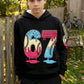 Kids' Funny 67 Meme Hooded Sweatshirt