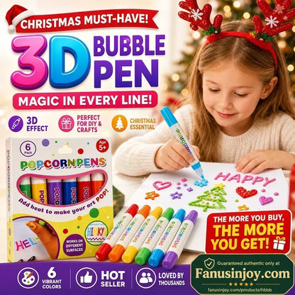🔮Magic Pen – Draw 3D with one stroke!🎄DIY Bubble Popcorn Drawing Pens