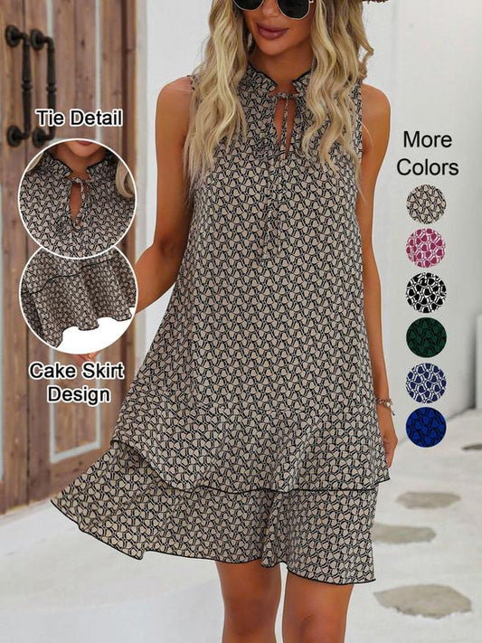 🌸 50% OFF NOW! 🌸 Women's Geometric Print Bow Dress