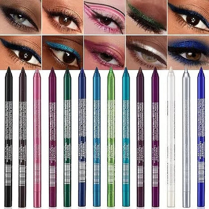 🎁Super Deal💜 50,000 Units Sold✨14-Piece Waterproof Gel Eyeliner Set Features metallic and pearlescent finishes Long-lasting, smudge-proof formula✨