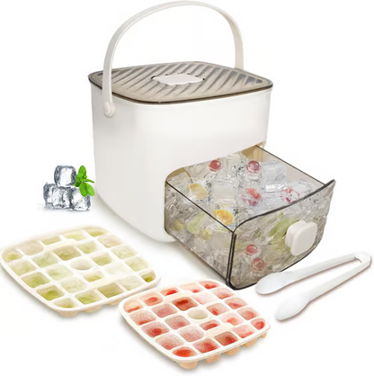 🎁Last Day Promotion 50% OFF🔥Essential for summer🥤🧊 Ice Cube Maker with Storage – 48 cubes at once, leak‑proof lid. Stackable, saves space. Includes ice scoop & tong.
