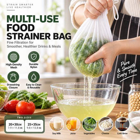 High-Density Reusable Food Strainer Bag – Fine Mesh, Durable, Drawstring