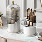 Sliding Lid Toothbrush Holder - 360° Rotatable Bathroom Organizer with Dust Cover