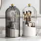 Sliding Lid Toothbrush Holder - 360° Rotatable Bathroom Organizer with Dust Cover