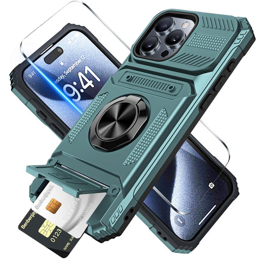 📱Phone Case with Card Holder & Ring Grip – Kickstand, Magnetic Mount, Drop Protection