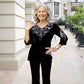 Women's Velvet Rhinestone Top & Pants Set