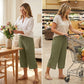 💐50% OFF✨Ribbed Wide-Leg Capri Pants – Elastic Waist for Daily Wear🌿