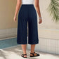 💐50% OFF✨Ribbed Wide-Leg Capri Pants – Elastic Waist for Daily Wear🌿