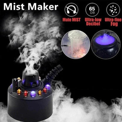 🌫️Ultrasonic Mist Maker – 12 LED Colors, Chemical-Free Fog – Perfect for Halloween & Decor