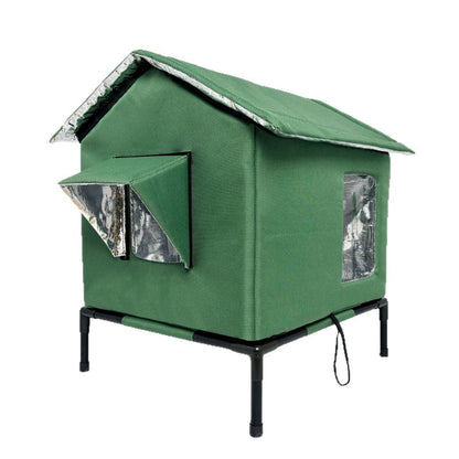 🐈 All-Weather Elevated Outdoor Cat House – Waterproof Oxford Cloth, Thermal Aluminum Lining & Foldable Design 🌧️