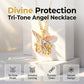 Tri-Tone Angel Guardian Pendant Necklace