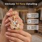 Tri-Tone Angel Guardian Pendant Necklace
