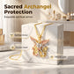 Tri-Tone Angel Guardian Pendant Necklace
