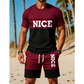 Men's Color-Block Tee and Shorts Set