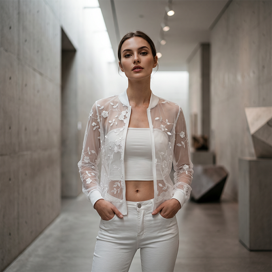 Women's Summer Floral Sheer Mesh Jacket