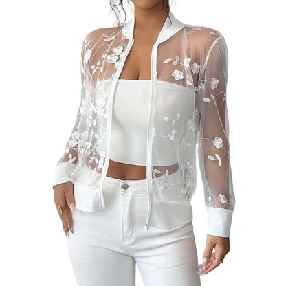 Women's Summer Floral Sheer Mesh Jacket