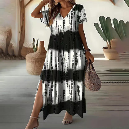 🎉 2026 Hot Sale 👗 Women's Casual V-Neck Gradient Dress – Dreamy Sunset Colors 🌅