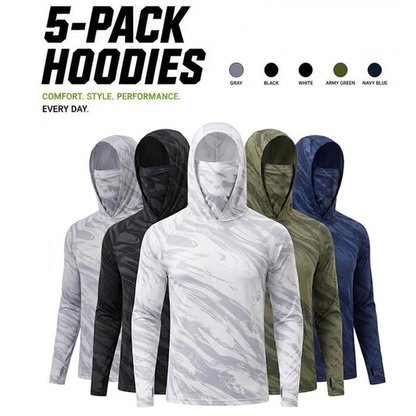 Men's 5-Pack UV Protection Hooded Sun Shirts