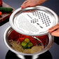 ⏱️🥬 Slice, Grate & Julienne in Minutes! Multi-Function Stainless Steel Vegetable Prep Bowl for Easy Cooking