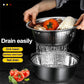⏱️🥬 Slice, Grate & Julienne in Minutes! Multi-Function Stainless Steel Vegetable Prep Bowl for Easy Cooking