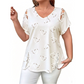 Women's Heart Print Cutout Lace-Up Top