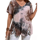 Women's Heart Print Cutout Lace-Up Top
