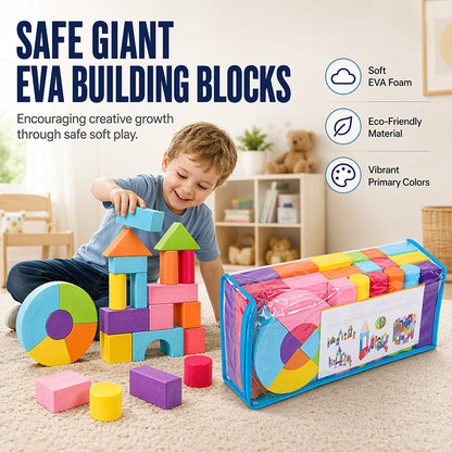 📢📢 50% OFF !! ⏰ Kids' Soft EVA Foam Building Blocks Set – Lightweight, Safe & Perfect for Creative Play 🧱✨