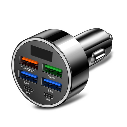Buy 1 Get 1 Free! 6-In-1 Car Fast Phone Charger with Voltage Display