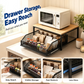 2-Tier Kitchen Microwave Stand with Slide-Out Storage Drawer