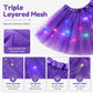 LED Light Up Sequin Tutu Skirt Star Mesh Princess Skirt for Girls and Adults