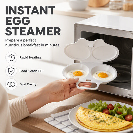 🍳 Dual Cavity Microwave Egg Poacher – Quick Oil-Free Cooking, Food-Grade PP & Versatile Kitchen Essential 💫