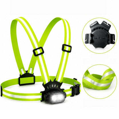 Rechargeable LED Chest Light with Reflective Straps