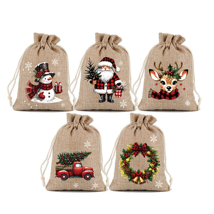 🎅Christmas Burlap Gift Bags with Drawstring
