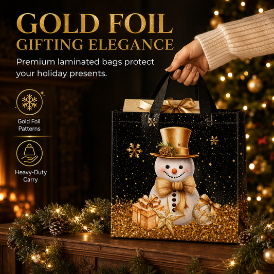 🎅Black Christmas Non Woven Gift Tote Bag Holiday Present Packaging Bag 23x22x11cm