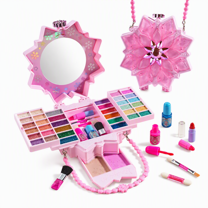 Washable Princess Makeup Set – Non‑irritating, trays & portable case 🎀