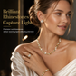 📿Gold Plated Heart Shaped Rhinestone Jewelry 4-Piece Set with Necklace Earrings Bracelet and Ring
