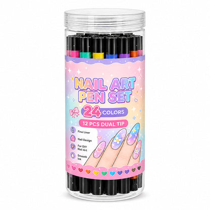 💅24 Colors Dual Ended Nail Art Pens Set