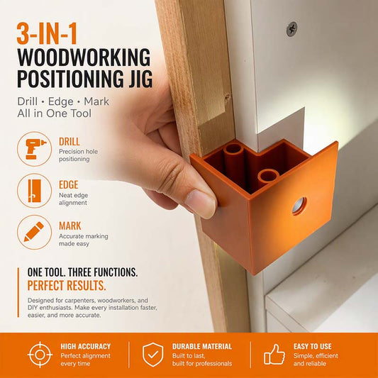3 in 1 Woodworking Installation Locator and Cabinet Rebounder Drilling with 20 and 23 Dual Use Scribing and Trimming Tool