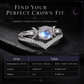 💍Vintage Gothic Crescent Moon Moonstone Ring with Platinum Plated V Shaped Prong Setting
