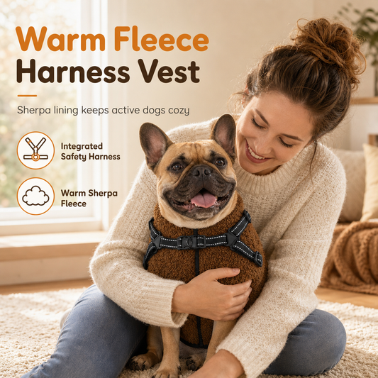 🐕Warm Winter Dog Coat with Reflective Strips and Harness for Small and Medium Dogs