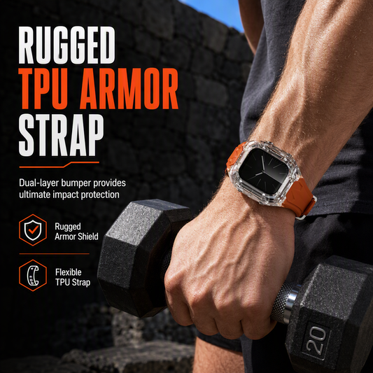 Integrated Smartwatch Band with Protective Case Color Blocking Translucent Sport Strap