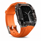 Integrated Smartwatch Band with Protective Case Color Blocking Translucent Sport Strap