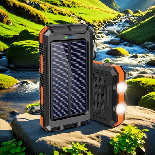 ⚡Portable Solar Power Bank – Solar Powered Charger with Dual LED Flashlights🔋