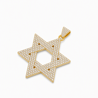 ✨Hip Hop Iced Out Rhinestone Hollow Star of David with 50cm Chain