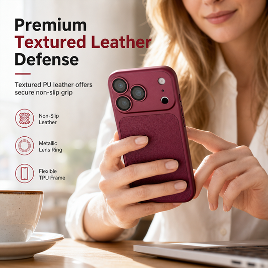 Solid Color Protective Shockproof Phone Case with Faux Leather Finish