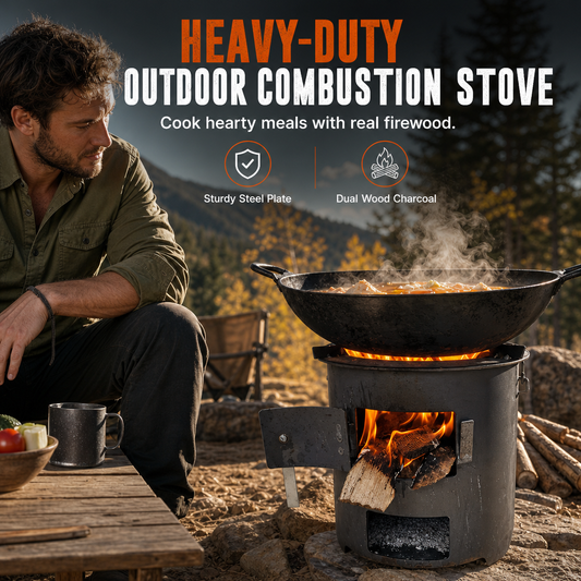 ⛺ 50% OFF! ✨ Heavy-Duty Portable Wood & Charcoal Camping Stove – High-Efficiency Outdoor BBQ & Heating Burner 🪵