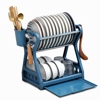 🍽️ ⚡ Multi-Layer Steel Dish Drying Rack – Vertical Storage, Drip Tray, Tool-Free Install ✨