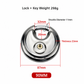 📢📢50% OFF !! ⏰Heavy Duty Round Disc Padlock with Pure Copper Core Waterproof Rustproof Anti Theft Shielded Shackle Lock for Gates Sheds and Wooden Doors🔒